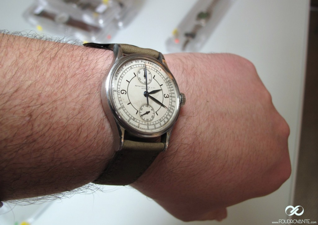 Patek Philippe 130 steel push-button unique steel @ Phillips Auction – Bacs – Russo